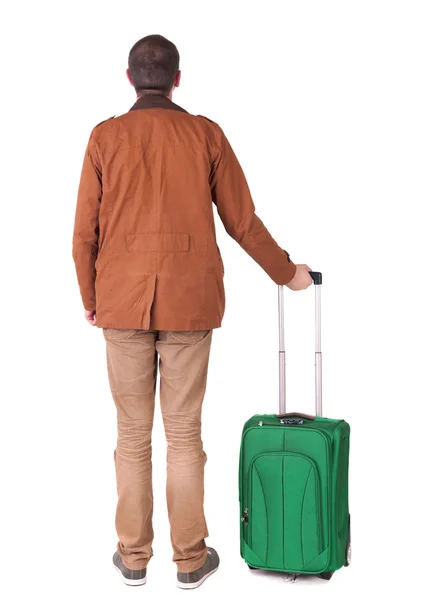 Back view of stylishly dressed man in a brown jackett with suit — Stock Photo, Image