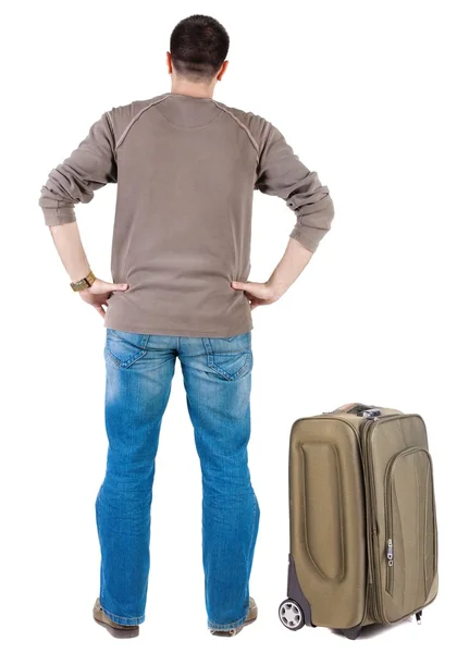 Traveling young man with suitcas — Stock Photo, Image