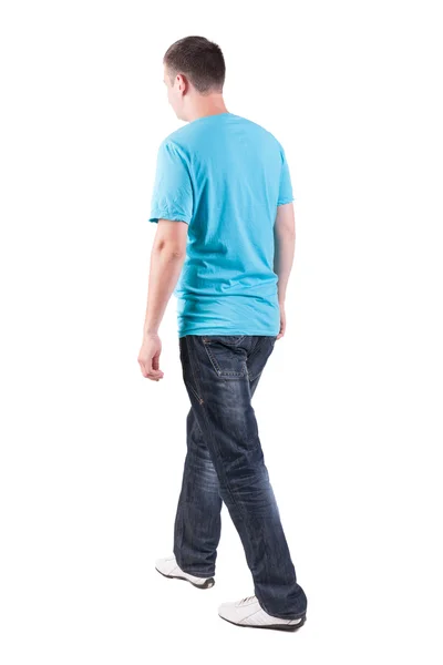 Vista posterior de caminar tan guapo en camiseta. —  Fotos de Stock