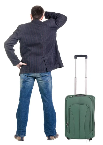 Jung-Reisen-Experte mit Suitcas sieht voraus — Stockfoto
