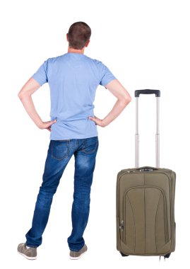 suitcas ile seyahat adam