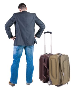 suitcas ile seyahat adam