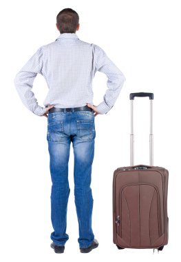 suitcas ile seyahat adam
