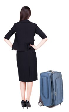 iş kadını suitcas ile seyahat