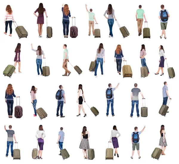 スーツケースを持つ人々 の背面図 — ストック写真