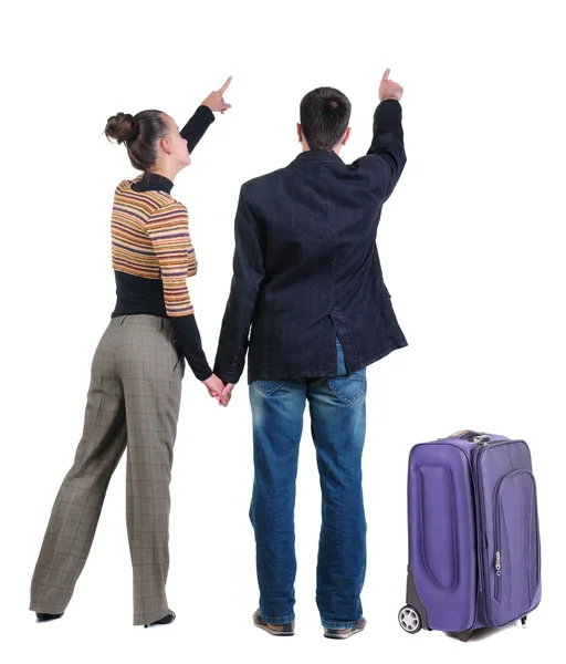 Couple traveling with suitcas — Stock Photo, Image