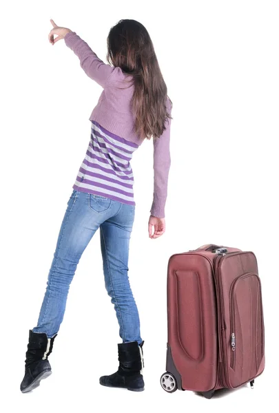 Mulher viajando com suitcas — Fotografia de Stock