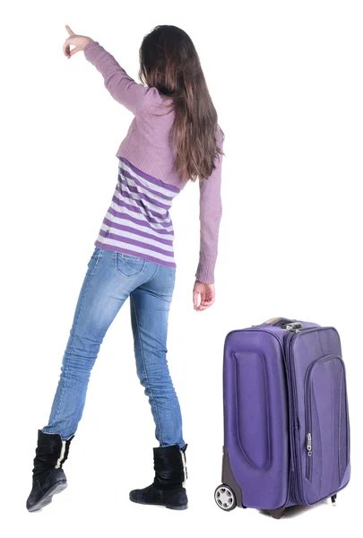 Mujer viajando con suitcas — Foto de Stock