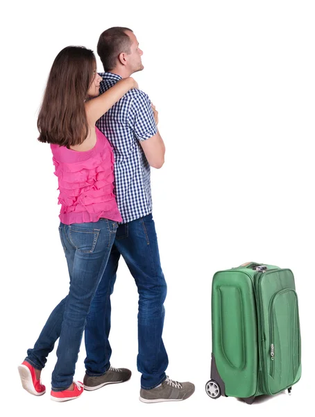 Couple traveling with suitcas — Stock Photo, Image