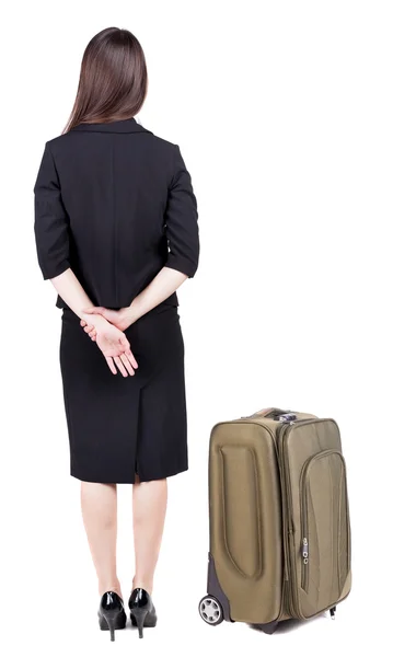 Деловая женщина, путешествуя с suitcas — стоковое фото