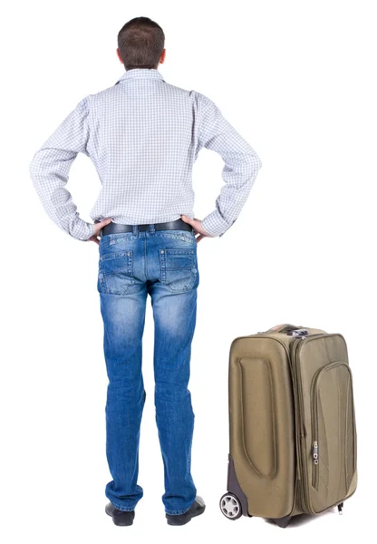 Young man traveling with suitcas — Stock Photo, Image