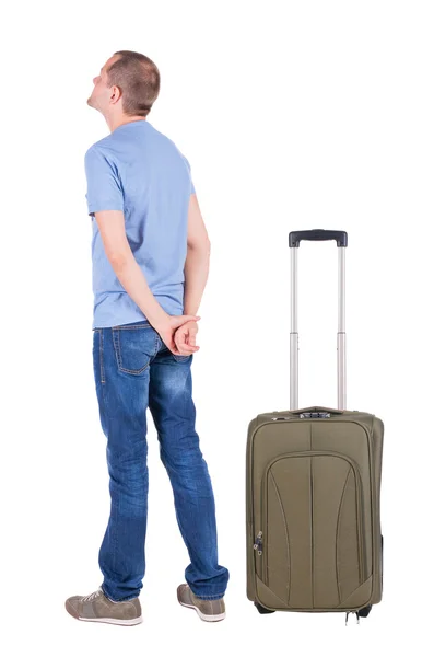 Jonge man reizen met suitcas — Stockfoto