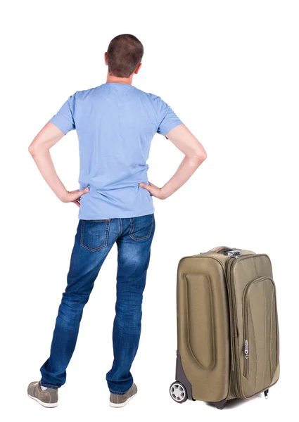 Homem viajando com suitcas — Fotografia de Stock