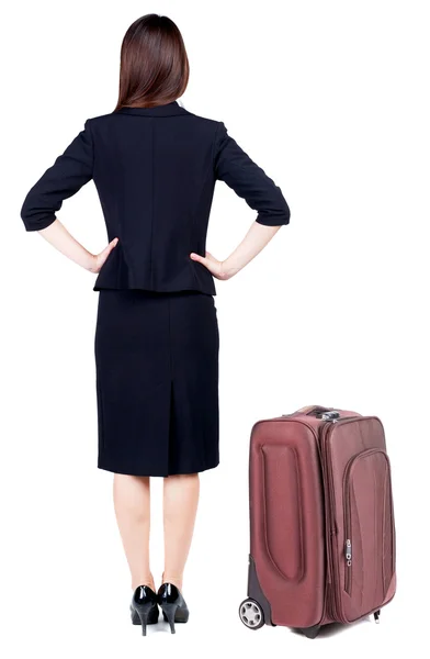 Business woman traveling with suitcas — Stock Photo, Image