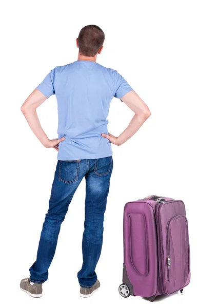 Homem viajando com suitcas — Fotografia de Stock