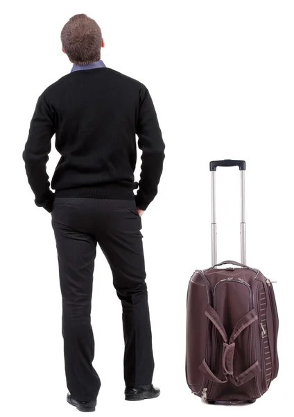 Affärsman som reser med suitcas — Stockfoto