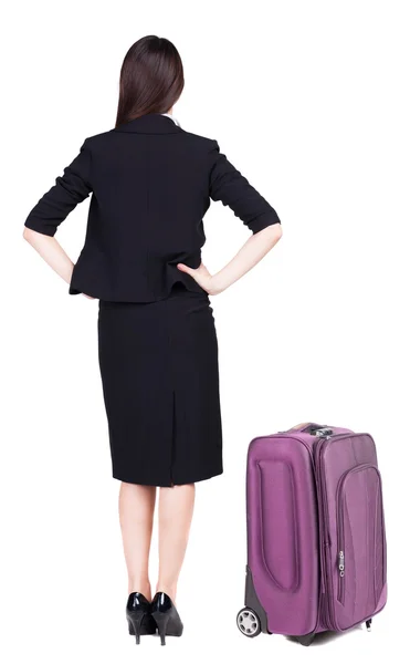 Business woman traveling with suitcas — Stock Photo, Image