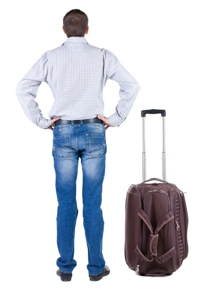 Young man traveling with suitcas — Stock Photo, Image