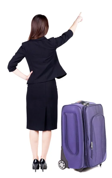 Business woman traveling with suitcas — Stock Photo, Image