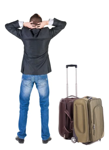 Kaufmann Reisen mit suitcas — Stockfoto