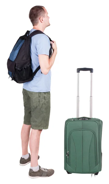 Young man traveling with suitcas — Stock Photo, Image