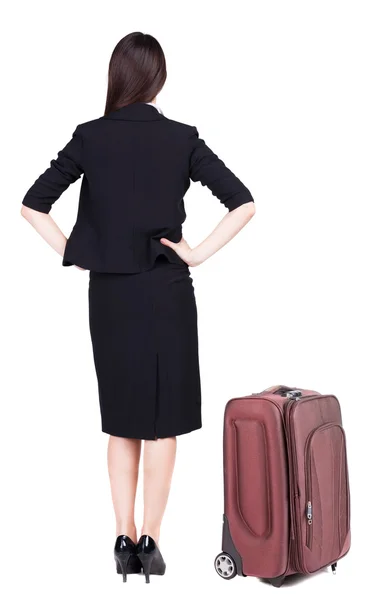 Donna d'affari in viaggio con suitcas — Foto Stock
