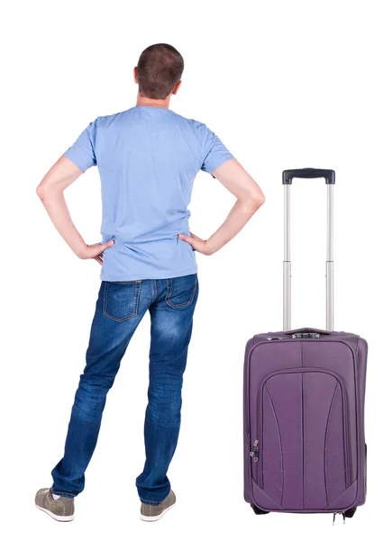 Young man traveling with suitcas — Stock Photo, Image