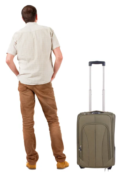 Genç adam suitcas ile seyahat — Stok fotoğraf