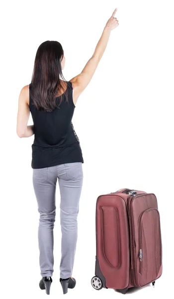 Mujer viajando con suitcas —  Fotos de Stock