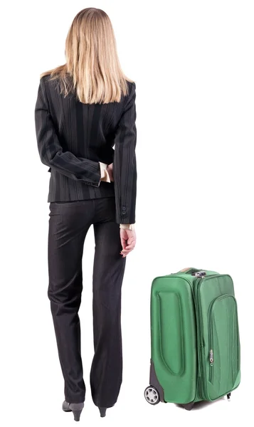 Donna d'affari in viaggio con suitcas — Foto Stock