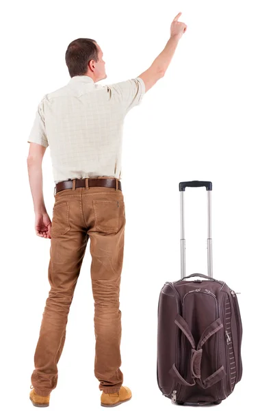 Young man traveling with suitcas — Stock Photo, Image