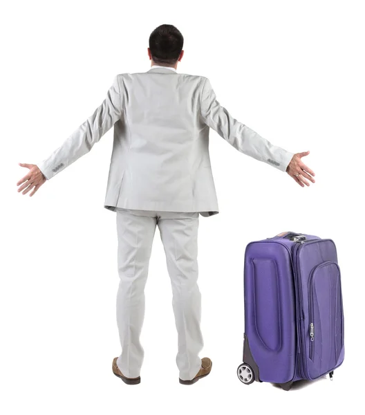 Businessman traveling with suitcase — Stock Photo, Image