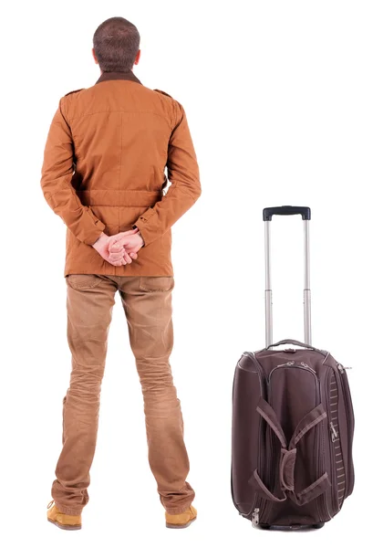 Young man traveling with suitcase — Stock Photo, Image