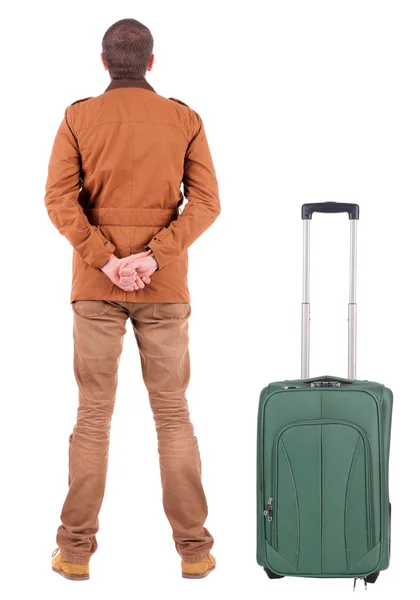 Young man traveling with suitcas — Stock Photo, Image