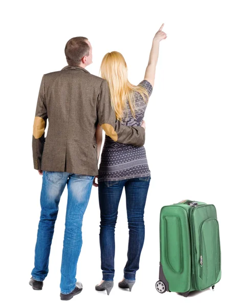 Couple traveling with suitcas — Stock Photo, Image