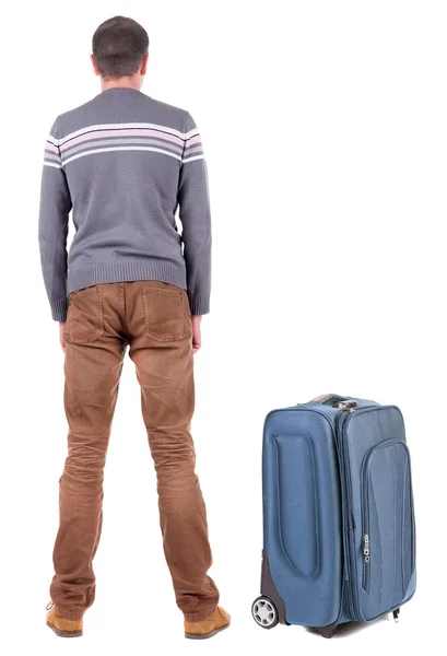 Young man traveling with suitcase — Stock Photo, Image