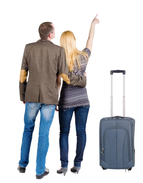 Casal viajar com suitcas — Fotografia de Stock