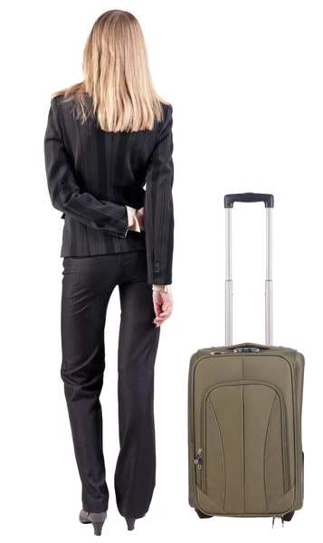 Business woman traveling with suitcas — Stock Photo, Image