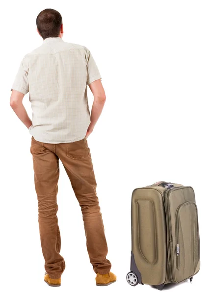 Young man traveling with suitcas. — Stock Photo, Image