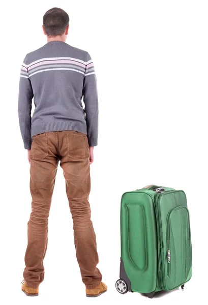 Young man traveling with suitcas — Stock Photo, Image