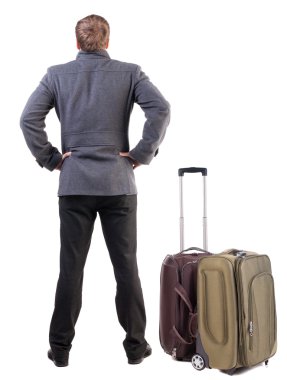 suitcas ile seyahat adam.