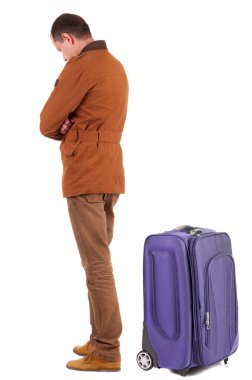 suitcas ile seyahat adam.