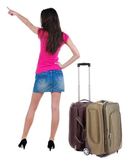 Woman in dress traveling — Stock Photo, Image