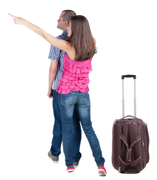 Couple traveling with suitcas — Stock Photo, Image