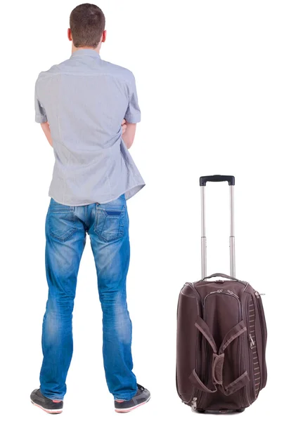 Hombre que viaja con suitcas. — Foto de Stock