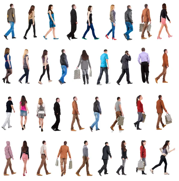 Collection "back view of walking people ". — Foto de Stock