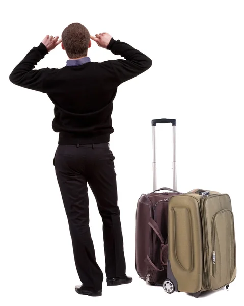 Businessman traveling with suitcase — Stock Photo, Image