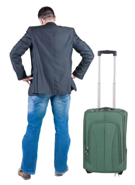 Businessman traveling with suitcase — Stock Photo, Image