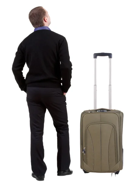 Affärsman som reser med resväska — Stockfoto