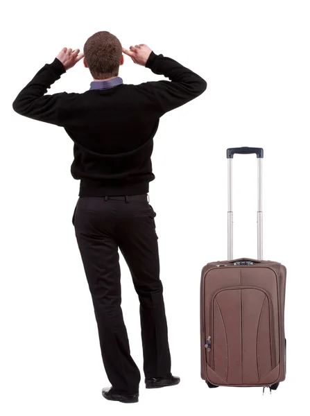 Businessman traveling with suitcase — Stock Photo, Image